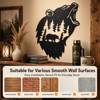 Décoration murale en métal en acier inoxydable motif Ours brun, découpée au laser, art suspendu pour la faune, décoration rustique pour cabane et chalet, vente en gros d'usine, OEM
