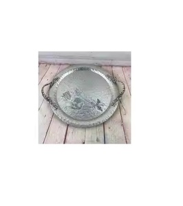 Plat rond en aluminium coulé le moins cher et le plus bas avec poignée Floral conçu par le moulage meilleur pour le client - Product Image 1