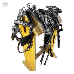 Ensemble complet de harnais de conduite de cheval en cuir indien personnalisé en gros en noir marron - Product Image 5