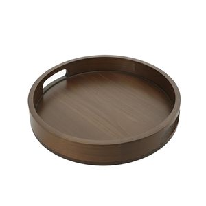 Bandeja de Servir Circular de Madera Color Nogal, Bandeja de Servir Natural Multiusos, Producto de Alta Calidad Disponible - Product Image 1