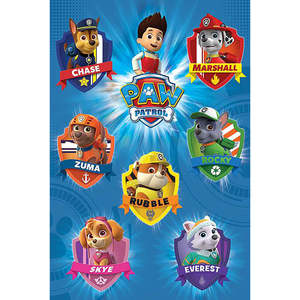 Modern Style Paw Patrol Crests Birthday <b>Poster</b> Made of Durable Paper - Product Image 1