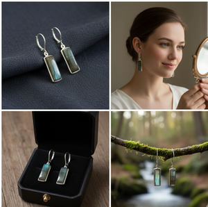 Trendy 18k Gold Rhodium Plated 925 Sterling <b>Silver</b> Labradorite <b>Drop</b> <b>Earrings</b> Classic Style Jewelry for Women - Product Image 3