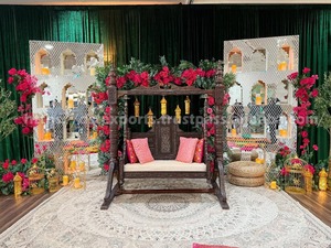 Juego de Jhula y sofá de escenario de boda musulmana, Columpio de madera hecho a mano para novia y novio, Jhula DE BODA indio de plata de lujo asequible - Product Image 2