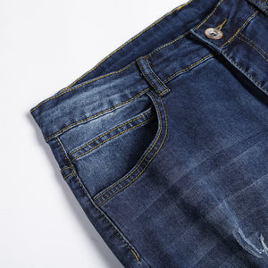 Pantalon de survêtement en denim délavé durable de haute qualité pour homme, effet usé 3D, coupe droite, marque moyenne, déchiré, respirant, hiver - Product Image 5