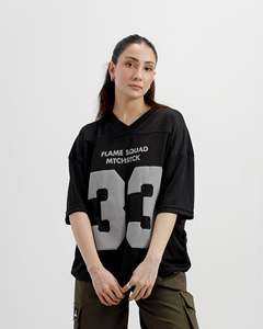 Camiseta personalizada Flame Unit 33 Mesh Jersey Boxy con estampado de sublimación de gran tamaño Y2K Streetwear Retro Mesh Unisex Graphic V Neck - Product Image 2
