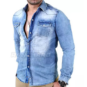 <b>Men</b> Street Style <b>Jeans</b> <b>Shirt</b> Trendy Work Casual <b>Shirt</b> <b>Men</b> Slim Fit <b>Jeans</b> <b>Shirt</b> Long Sleeve Fashion Top - Product Image 2