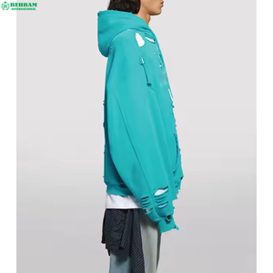 Sweat à capuche unisexe vintage de haute qualité en molleton bouclette 100 % coton, manches longues, poche avant, service OEM, impression DTG - Product Image 3