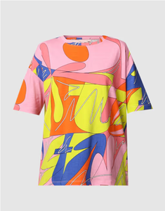 Nueva camiseta de mujer de manga corta con estampado de algodón puro con cuello redondo completo camiseta de gran tamaño - Product Image 1