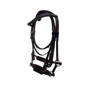 เบาะหนังแท้สำหรับแข่งม้าบังเหียนสวมศีรษะสีดำมีตัวยึดสแตนเลส - Product Image 1