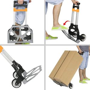 Sturdy Aluminium <b>Luggage</b> <b>Cart</b> 70kg Capacity Folding Telescopic Handle 2 Wheels for Parcels & Boxes Transport - Product Image 3