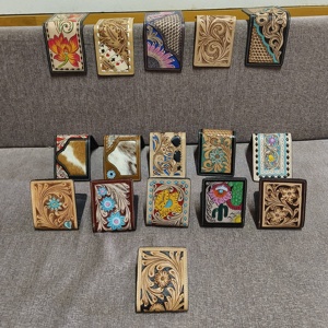 Cartera de cuero genuino de piel de vaca marrón de estilo Vintage para hombre Con cremallera larga diseño de flor abierta características antirrobo a mano - Product Image 4