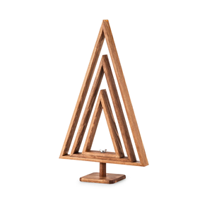 Árbol de Navidad de madera forma de pino decoración de Navidad hecha a mano árbol de mesa de madera portátil acabado natural - Product Image 3