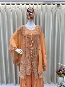 Hermoso Salwar Kameez Tradicional Moderno Pakistaní con Estampado Digital y Bordado para Bodas y Fiestas, Vestido Elegante de Secado Rápido para Niñas - Product Image 3