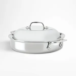 Plat Casserole de forme ronde avec couvercle et poignée pour les articles de service Hôtel Ware et Restaurant Table en acier inoxydable Cook Ware - Product Image 1