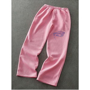 กางเกงขายาวทรงหลวมเอวยางยืดทรงโอเวอร์ไซส์กางเกงวิ่งปักลาย - Product Image 3