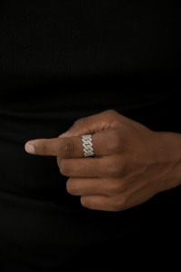 <b>Mens</b> 925 <b>Silver</b> Moissanite Cross Statement <b>Ring</b> Iced Pave Baguette Stone Luxury Religious Jewellery <b>For</b> <b>Men</b> - Product Image 3