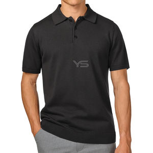 Polo de golf respirant pour hommes Bas côtelé Style jersey décontracté Motif solide avec option multicolore - Product Image 3
