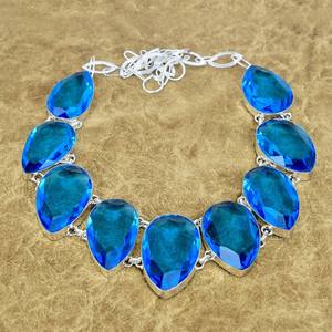 Pendentif en topaze bleue de Londres facetté, argent sterling 925, coupe en goutte d'eau, chaîne ajustable faite à la main, cadeau de bijoux pour enfants - Product Image 4