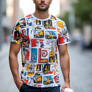 Ropa deportiva de gran tamaño de manga corta Boxy camisetas hombres cuello redondo Jogging Fitness Wear Boxy Shirt's algodón poliéster camisetas hombres - Product Image 2