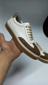 Zapatos informales de cuero de dos tonos para hombre, zapatillas para caminar con cordones, calzado de calle transpirable antideslizante con punta redonda - Product Image 2