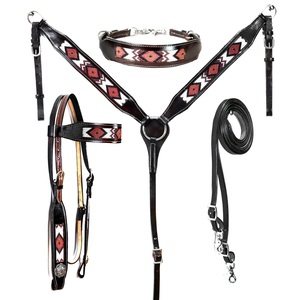 Cabestro Occidental de Cuero de Primera Calidad con Cuentas y Tallado a Mano para Montar a Caballo a un Precio Accesible - Product Image 1