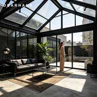 Véranda avec toit en métal, toit en arc, verre teinté antirouille, isolation thermique, insonorisation, nylon PA66 pour cour, jardin, design moderne