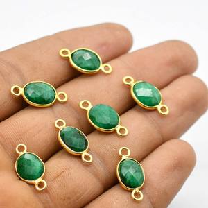 Conector de piedras preciosas esmeralda de 17X8mm(2 bucles), Plata de Ley chapada en oro de 18 quilates, forma geométrica, fabricación de joyas, abalorio, C152-153 - Product Image 4