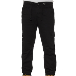 Pantalon Cargo noir pour hommes, taille élastiquée lavée et pantalons Cargo ajustés à revers, vente à chaud - Product Image 3
