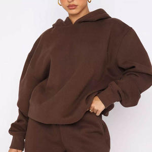 Streetwear personnalisé lourd, sweats à capuche et pantalons de survêtement vierges à épaules tombantes, survêtements en polaire, ensemble de survêtements surdimensionnés ensembles pour femmes - Product Image 1