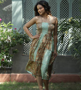 Women 2024 <b>Summer</b> & Autumn New Chic Fashion Silk Printed High Waisted Women Midi Casual <b>Strapless</b> Backless Tube <b>Dress</b> for Female - Product Image 4