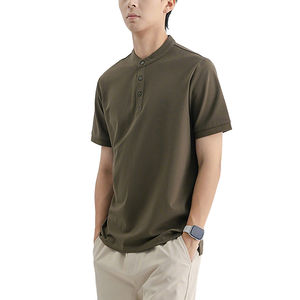 Camiseta Polo de Punto Acanalado con Botones para Hombre al por Mayor, con Puños Ajustados, Cuello Casual Holgado, con MOQ Bajo - Product Image 5