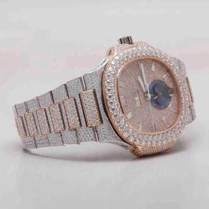 Montre de luxe 41MM avec chronographe et diamants de laboratoire Montre accrocheuse en acier inoxydable avec cadran analogique et affichage en verre Montre pour homme - Product Image 1