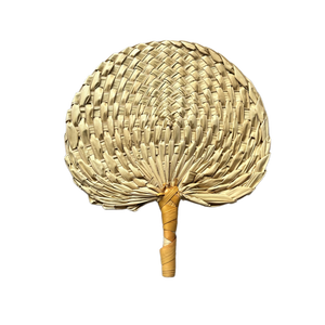 Artisanat traditionnel vietnamien couleur naturelle bambou raphia ventilateur été main feuille de palmier paille rotin tissé ventilateurs - Product Image 2