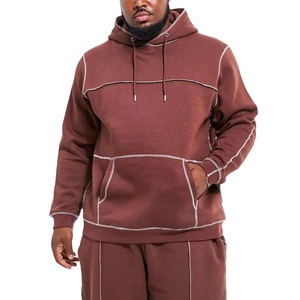 Conjunto de pantalones de chándal y Sudadera con capucha de punto de contraste sólido personalizado para hombre, chándal de talla grande de alta calidad, 100% algodón, transpirable a prueba de viento - Product Image 3