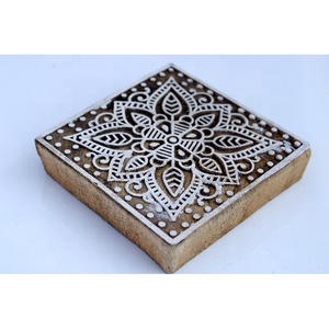 อินเดียสแควร์รูปร่างไม้พิมพ์บล็อกแสตมป์มือบล็อกโค้งพิมพ์แสตมป์ - Product Image 5