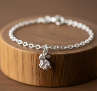 Bracelet chaîne en argent 925 plaqué or avec breloque lapin, fait main, minimaliste, cadeau pour femme, bijoux