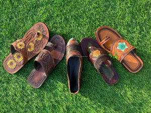 New Arrival Real Handmade Genuine Cowhide <b>Leather</b> <b>Tooled</b> Western Women Sandal Stylish Handcraft Vintage Closed Toe <b>Leather</b> Shoe - Product Image 5