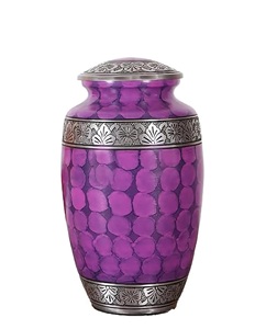 Silver Engraved Aluminium Cremation Urn for Human <b>Ashes</b> Adult Male Female Pets Cat <b>Dog</b> Urn Large Burial Funeral (Purple) - Product Image 1