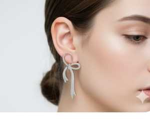 ต่างหูเพชรสีขาวแบบอเมริกันมีสไตล์โรเดียมขัดเงาเหมาะสำหรับชุดปาร์ตี้และงานเฉลิมฉลองพิเศษ - Product Image 2