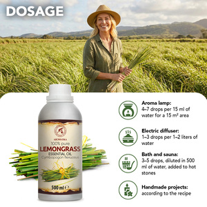 Aromatika Aceite Esencial de Citronela 100% Puro y Dulce 500ml Destilado al Vapor para Control del Acné, Cuidado del Cuero Cabelludo y el Cabello, Aroma Cítrico Fresco - Product Image 3