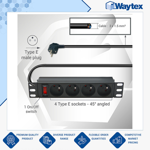 Regleta de alimentación profesional de 4 tomas, montable en rack, con cable de 1.80m para gabinete de 10 pulgadas, con interruptor, al mejor precio del mercado. - Product Image 3