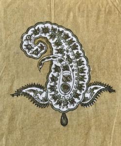 ผ้าฝ้ายพิมพ์ลายด้วยมือ ลายเพสลีย์ บูตะ |   ผ้าสีเหลืองมัสตาร์ดแบบอินเดีย - Product Image 1