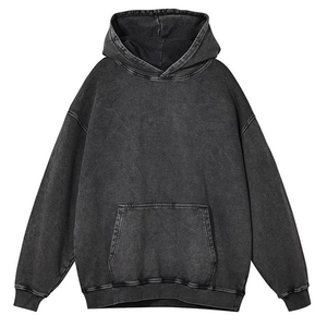 เสื้อฮู้ดดี้คุณภาพสูงปี 2026 แบบสั่งทำพิเศษ ผ่านกระบวนการฟอกสีแบบ Acid Wash ผลิตแบบ OEM/ODM ผ้าฟลีซฝ้าย 100% สีเทา สำหรับผู้ชาย - Product Image 4
