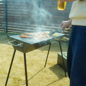 เตาย่างบาร์บีคิวกลางแจ้งแบบพกพา OEM น้ำหนักเบาประกอบง่ายเคลือบผงสำหรับทำอาหารถ่าน - Product Image 5