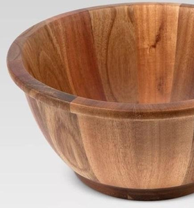 Cuenco grande de madera de mango rústica con acabado liso para ensaladas, frutas, pan, centro de mesa, cocina de estilo rústico, hecho a mano, para servir en la mesa de comedor. - Product Image 2