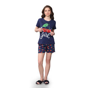 Conjunto de Shorts de 2 Piezas para Mujer, Color Azul Marino, 100% Algodón, Estilo Casual, Jersey Suave - Product Image 3