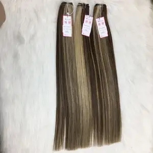 Yüksek kaliteli bakire insan atkı avrupa saç düz Balayage 8-28 inç çift çizilmiş rusça Remy saç ekleme