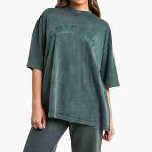 เสื้อยืดโอเวอร์ไซส์ผู้หญิง คอกลม แขนเสื้อแบบดรอปโชว์เดอร์ สไตล์สตรีทแวร์ ผ้าฝ้าย 100% คุณภาพสูง ขายส่ง รับผลิตตามแบบ - Product Image 1