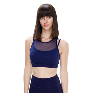 Sujetador de Yoga de malla transpirable sólido Simple de talla grande para mujer, Tops cortos, secado rápido, entrenamiento deportivo, logotipo frontal hueco - Product Image 5