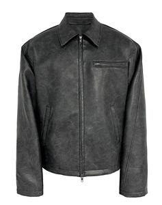 Chaquetas de moto de cuero originales en blanco liso gris Vintage de alta calidad para hombre 2025 - Product Image 1